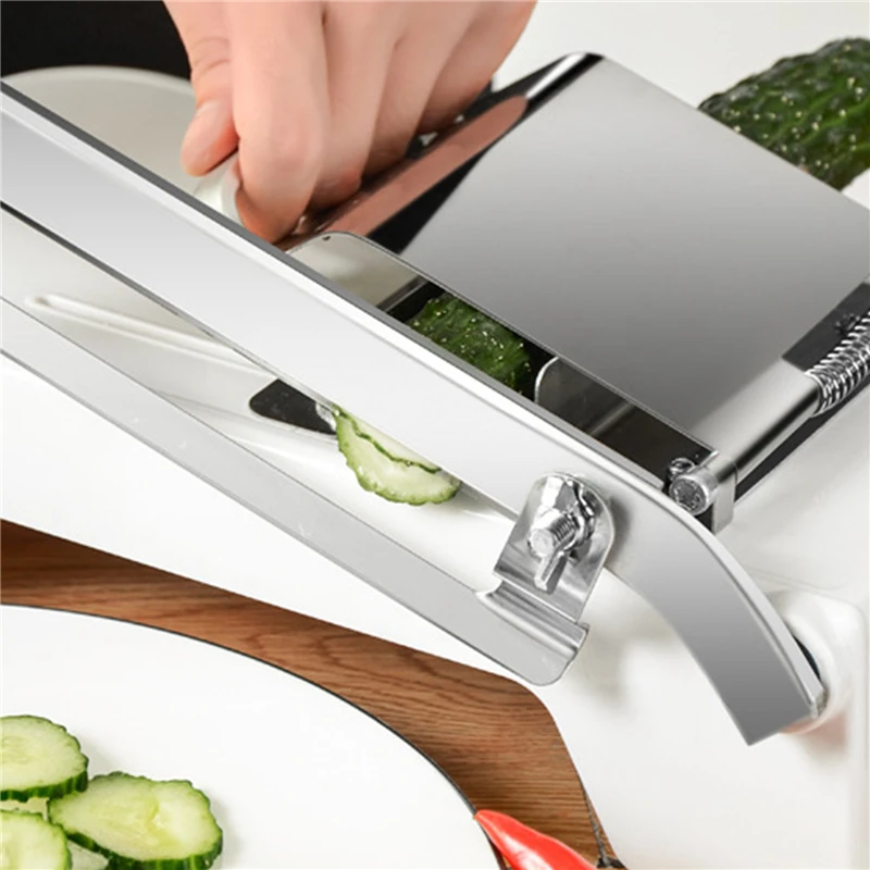 Rebanador de carne de aleaci&oacute;n + acero inoxidable, utensilio de cocina, grosor ajustable, Manual, para el hogar-3