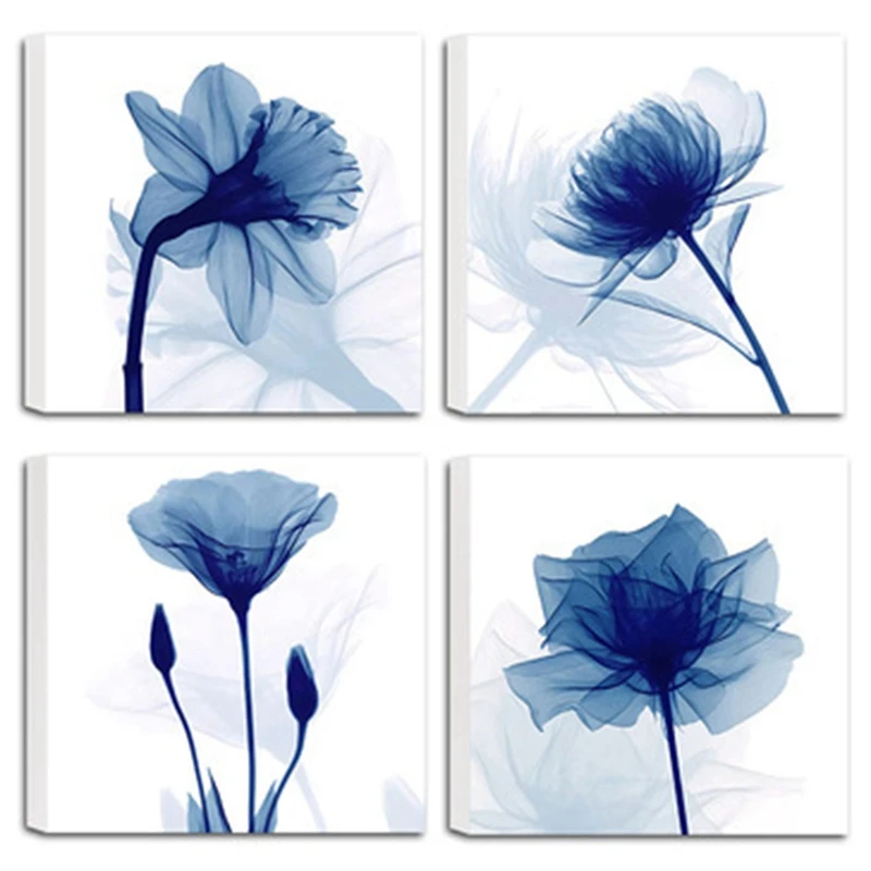 

Blue Elegant Tulip Relax Soak Unwind Breathe Bathroom Wall Decor Bathroom Wall Art Prints Set Of 4 Unframed