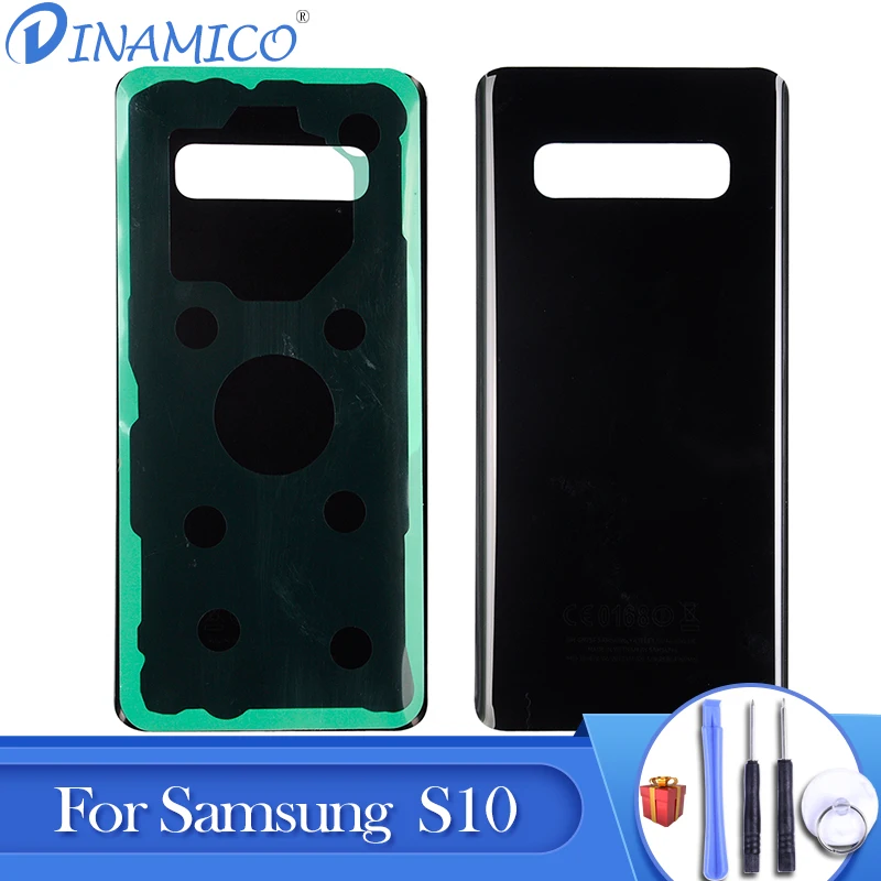 1 шт. Dinamico S10 Plus S10E G975 задняя крышка для samsung Galaxy S10 G973 задняя крышка для батареи Стеклянная Панель задняя крышка+ наклейка