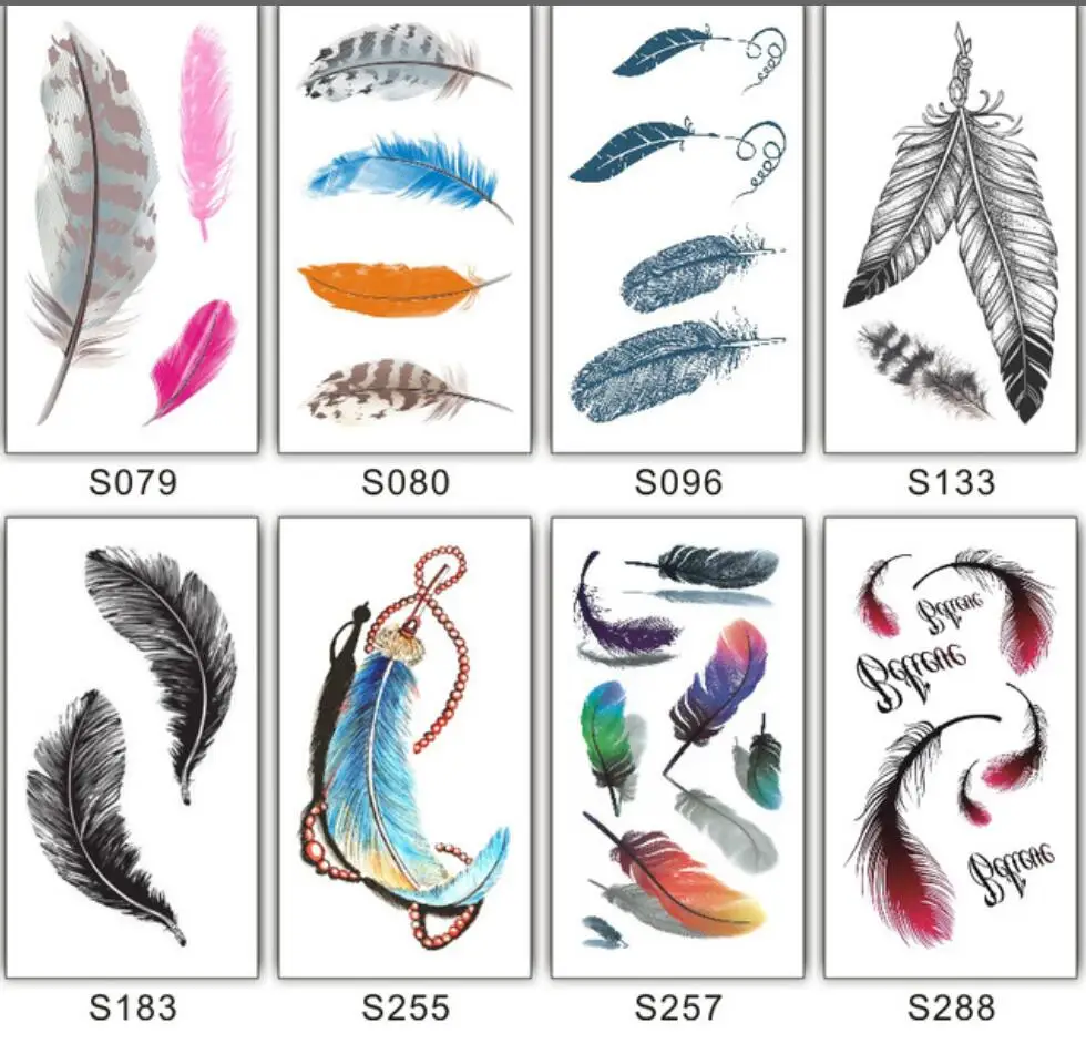 1 шт. водостойкая временная татуировка-наклейка черное перо татуировка детское
