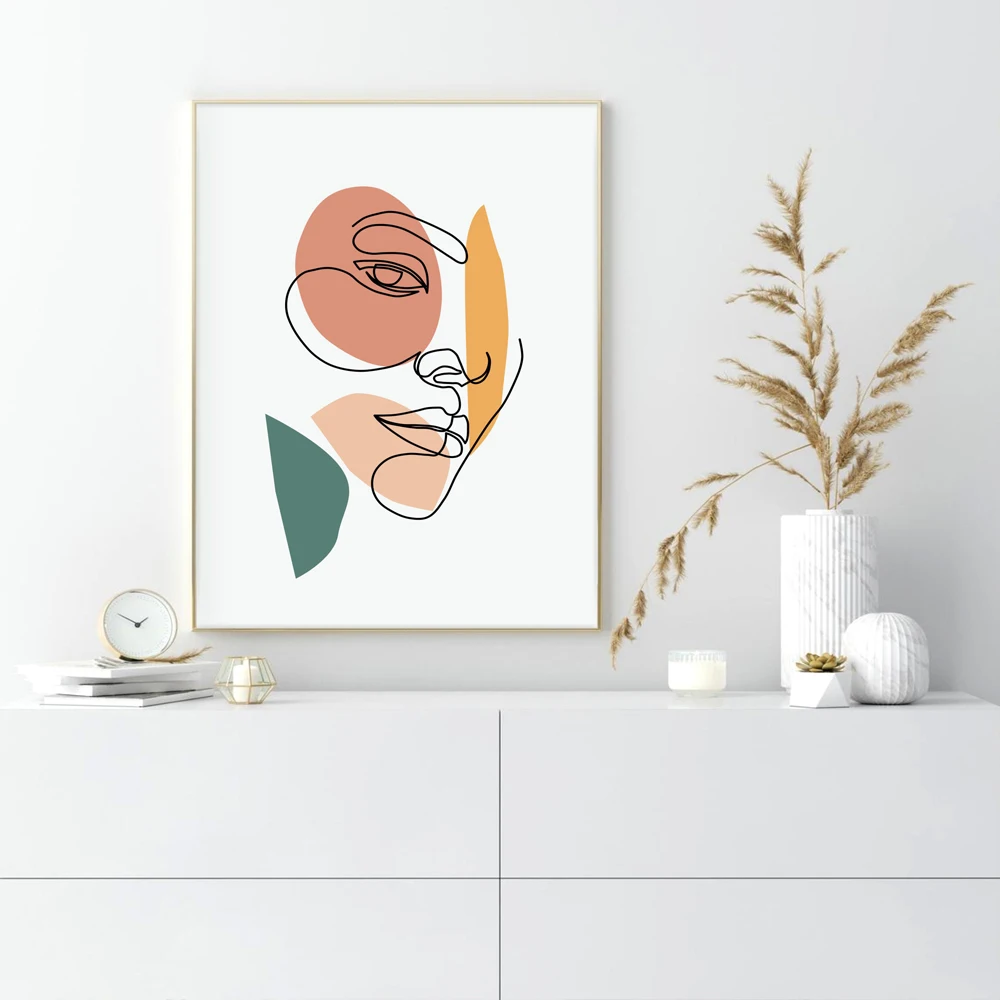 Абстрактная Женская линия для печати горчичная Терракотовая стена картина