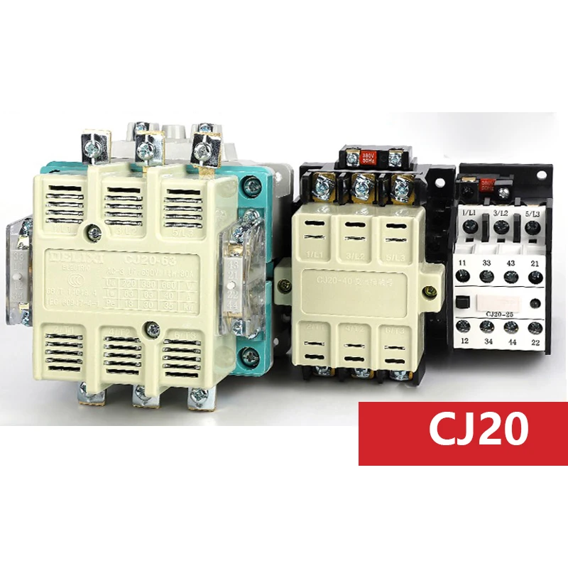 DELIXI 63A контактор переменного тока 3 фазы CJ20 63 2NO 2NC катушки Напряжение AC 220V