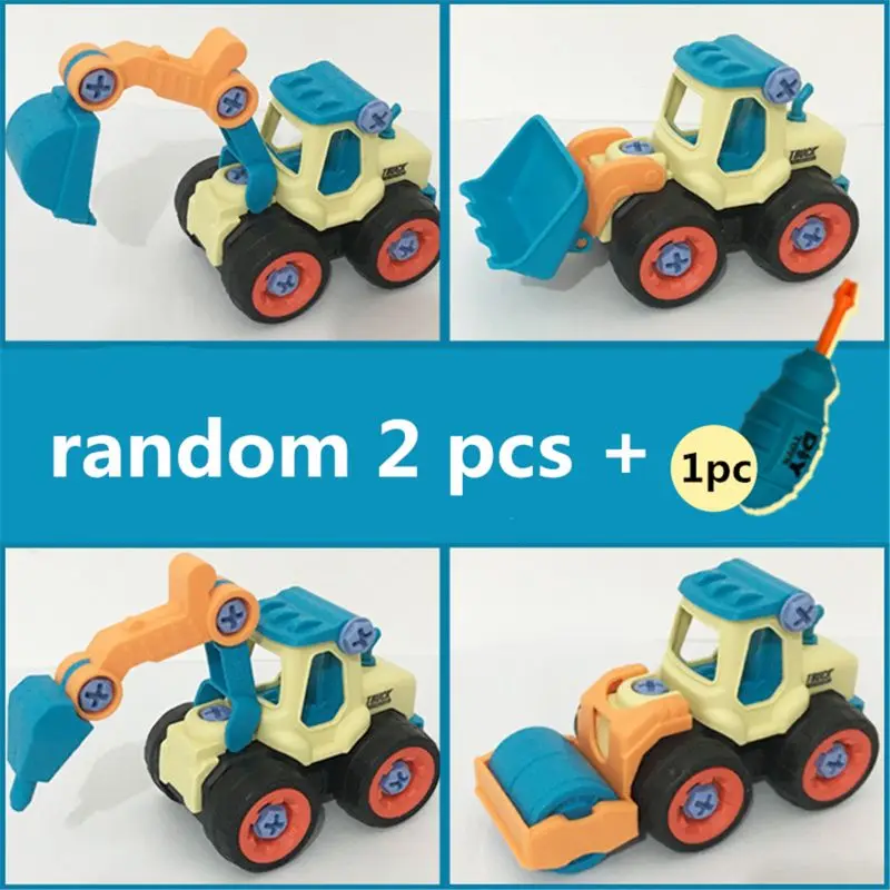 

4pcs Construction Toy Engineering Car Fire Screw Build and Take Apart Grea L9CD