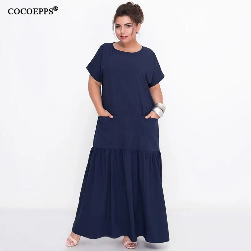 Женское длинное платье макси COCOEPPS свободное элегантное повседневное большого