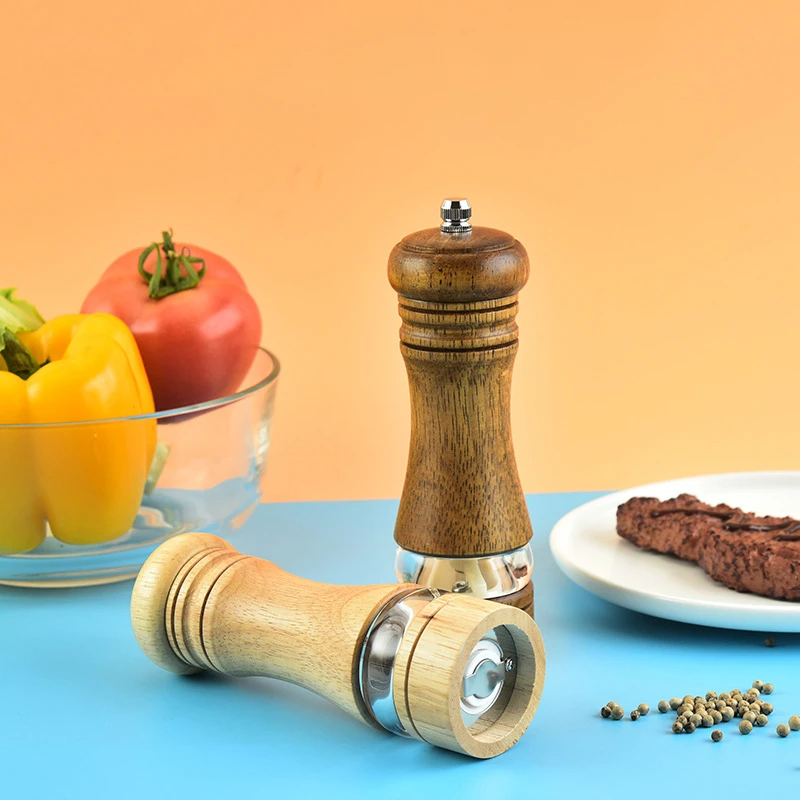 Wooden Salt And Pepper Mill With Wood Holder Manual Grinder Set Adjustable Ceramic Rotor Seasoning Spice | Дом и сад