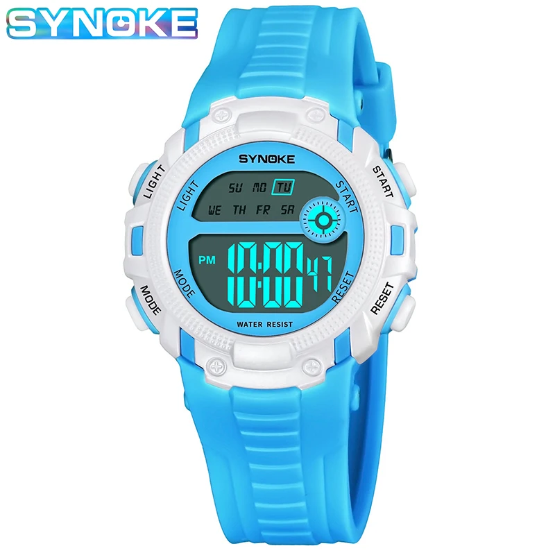 SYNOKE спортивные часы для детей Высокое качество PU пластик ремешок LED 50 м