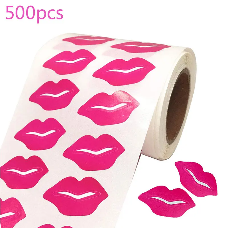 

Lips Stickers,Removable Stickers Perforated Self Adhesive Kisses Stickers for DIY Decorating Crafting, Total 500 Pieces Per Roll