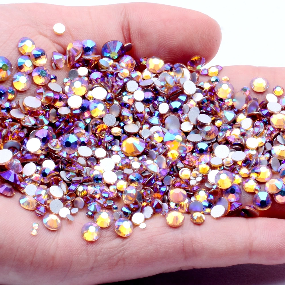 Светильник персиковый/шампань AB Стразы нейл арта на клеевой основе с Б ез