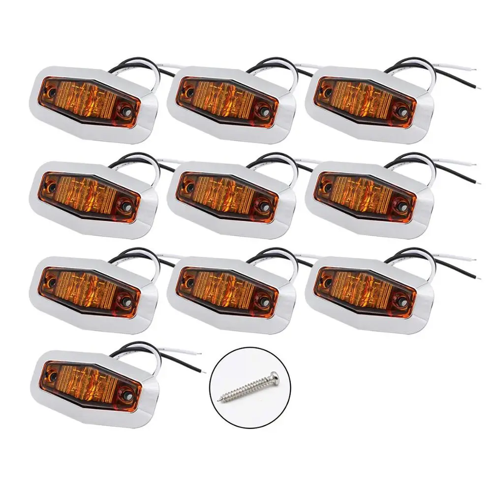 Fuleem 10 шт. хромированный ободок 2 5 дюйма светодиодный Янтарный грузовик прицеп