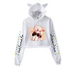 Милая Толстовка с принтом кота сорару после дождя, Короткая Толстовка с капюшоном и длинным рукавом для девушек