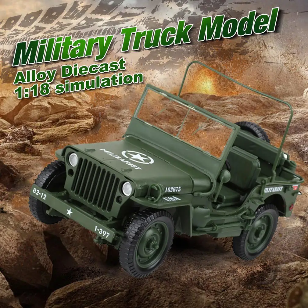 

Литая модель автомобиля масштаба 1/18, игрушка для джипа, Военная Тактическая модель автомобиля, открывающиеся панели капота для раскрытия д...