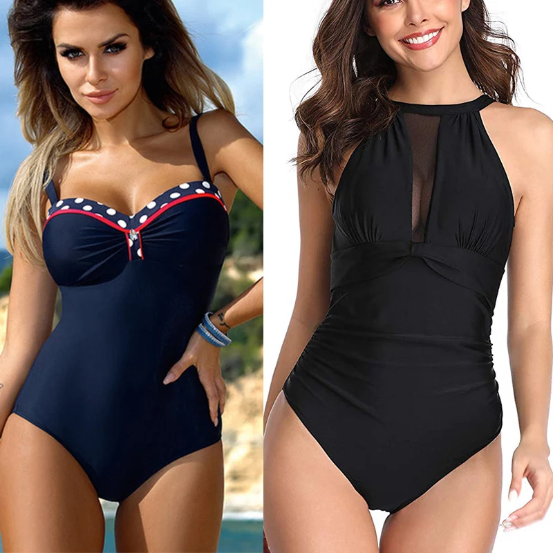 CUFFLLE Одна деталь Плавание костюм размера плюс одежда Для женщин пуш ап с рисунком