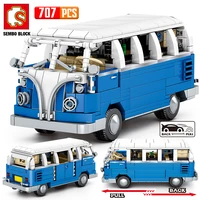 city pull back classic bus technical car moc model building blocks mechanic truck vehicle bricks toys for children gifts