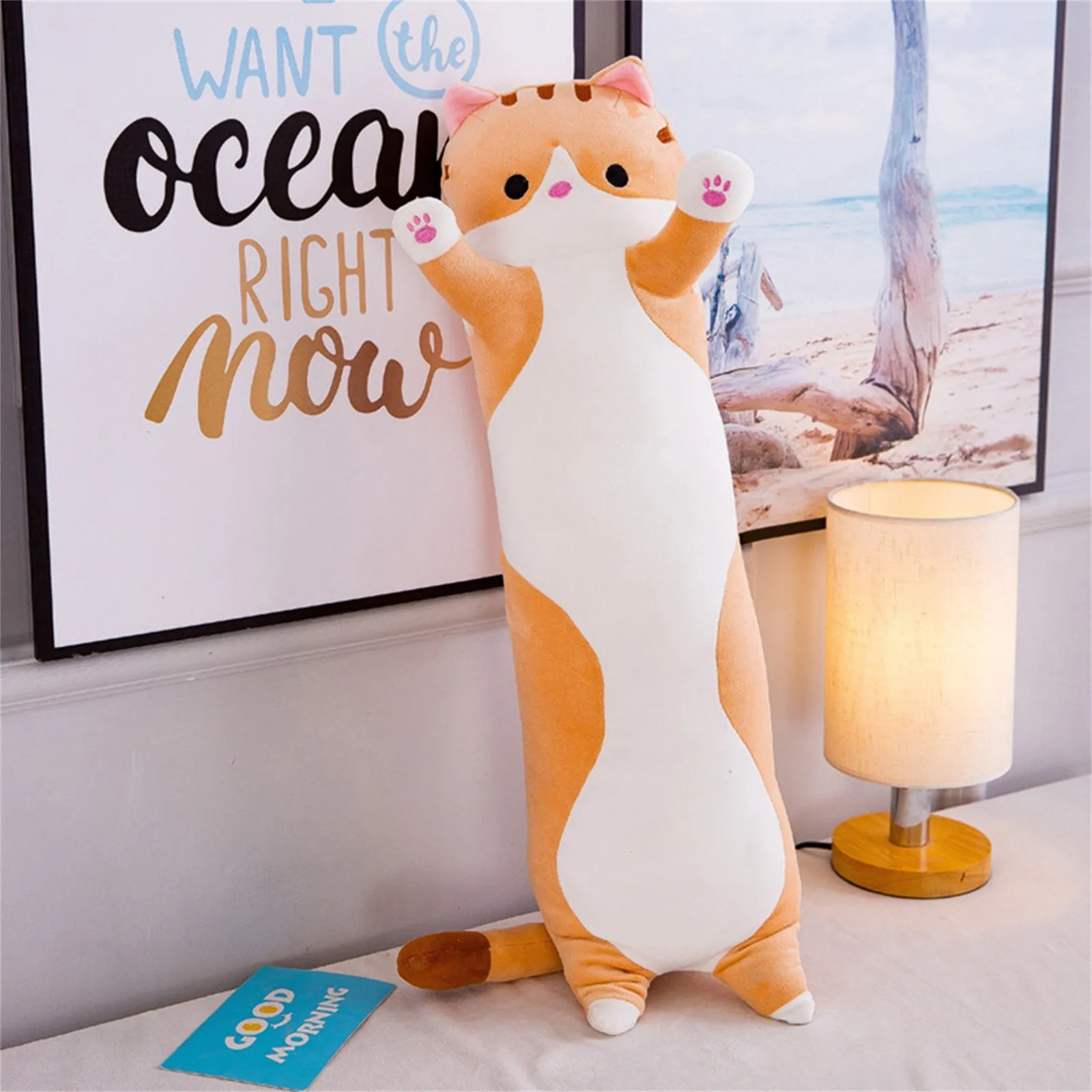 

Long Cute Soft Long Cat Pillow Plush Toys Stuffed Pause Office Nap Pillow Bed Sleep Pillow Home Decor Gift Doll for Kids Girl