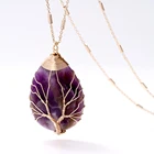 Ожерелье из натурального камня Jaeeyin, 2021, винтажные капли, в форме сердца, из меди, с древом жизни, с подвеской в виде чакры