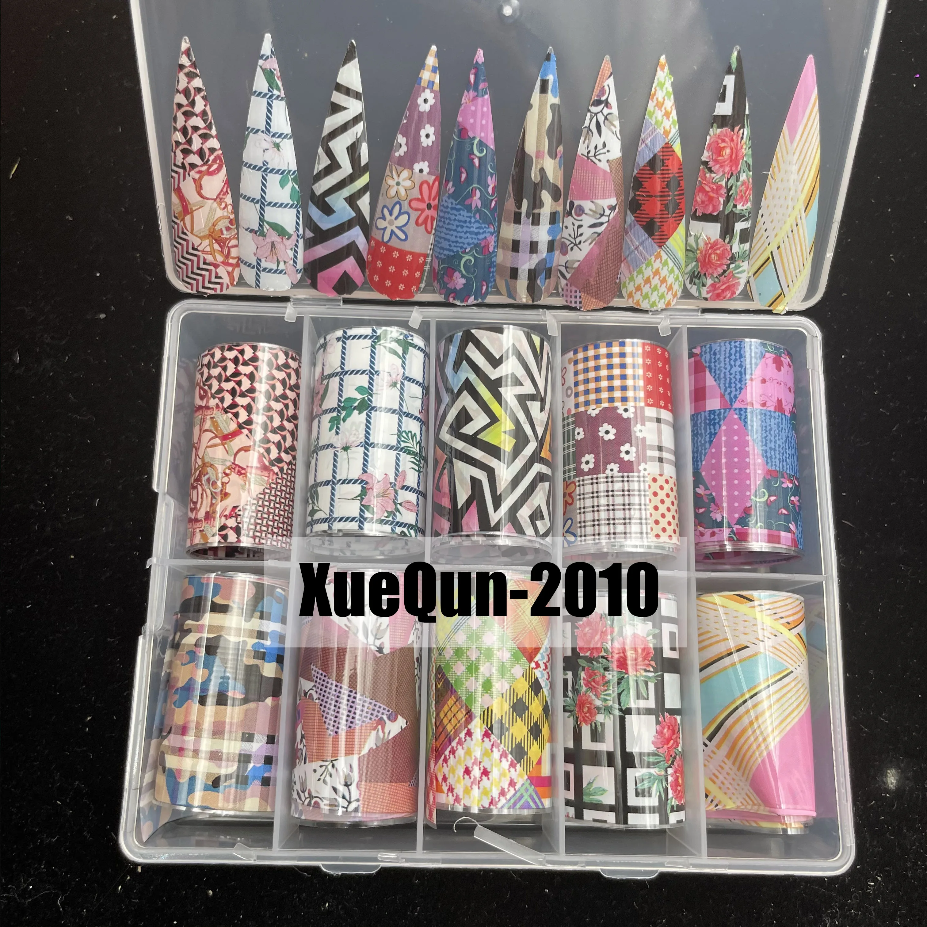 

Дизайнерская Фольга для ногтей с клетчатым узором XueQun 4*100 см