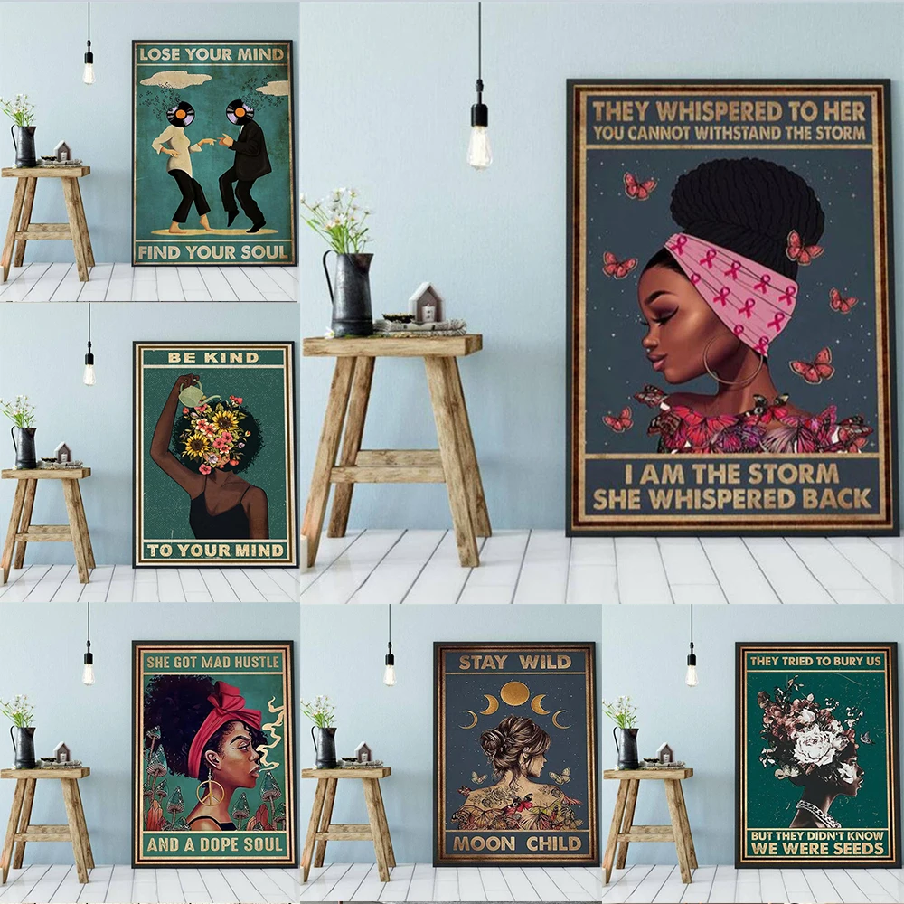 

Ретро вдохновляющие цитаты художественный плакат «потерять свой ум» найдите свою душу» принты на холсте Абстрактная картина для девочек в...