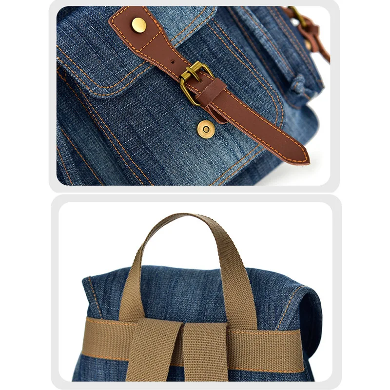 

Vintage Denim Shoulder Bag Women's Canvas Backpack Casual Trip Backpack Travel Ladies Anti Theft Backpacks Women Women Bagpack