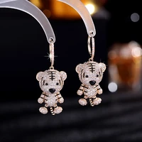 creative statement tiger earrings for women designer luxury jewelry micro cubic zirconia brand animal earring jewellery