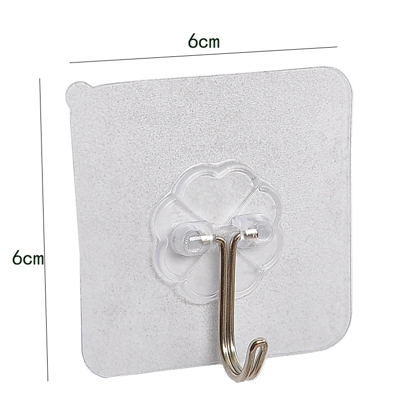 

10PCS Strong Transparent Suction Cup Sucker Wall Hooks Hanger for Kitchen Bathroom 6*6cm Wall Hooks