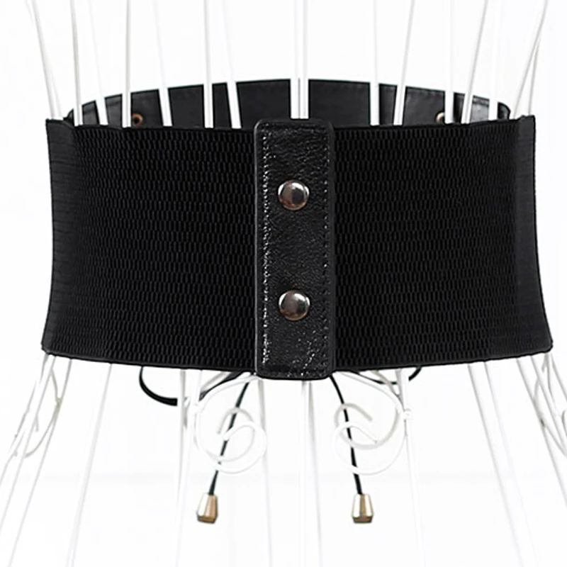 

Fashion Women Lady Stretch Buckle Waist Belt Wide Elastic Corset Waistband Corset Around Cinch PU Leather Tie Bowknot
