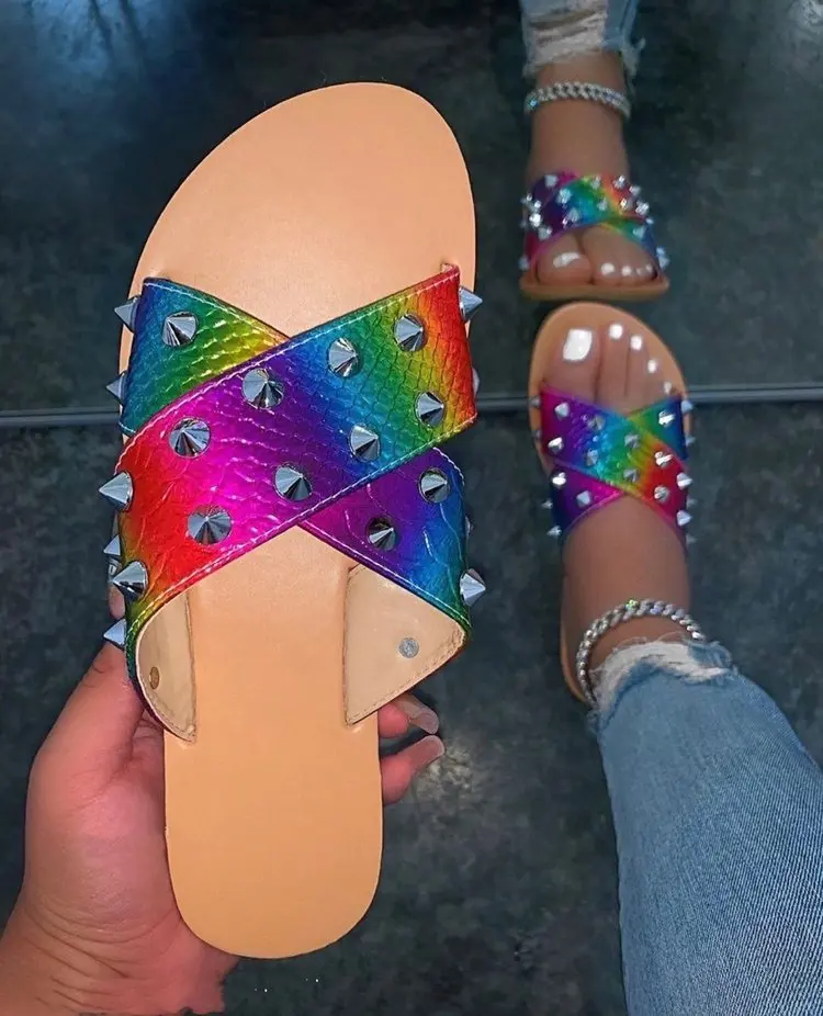 

Women's Shoes Summer Open Toe Sandals Soft Woman Rivet Decoration Shoes for Women Casual Platform Woman Beach Shoes Light 2021