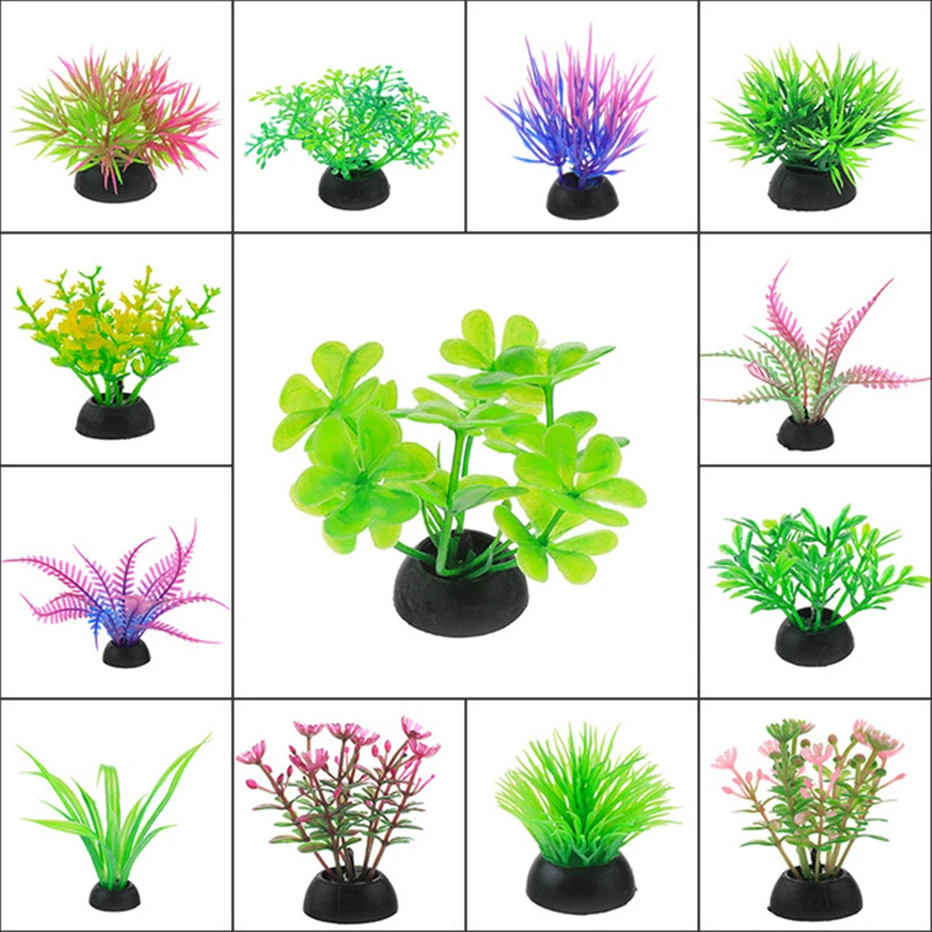 

16 Kinds Artificial Aquarium Decor Plants Water Weeds Ornament Aquatic Plant Fish Tank Grass Decoration Accessories 4-9cm