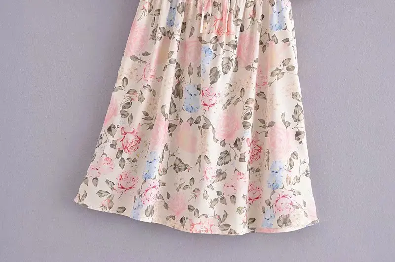 

Puff Short Sleeve Summer Dress Woman 2021 Floral Print O Neck Party Mini Dresses for Women Bohemian Dress Vestido De Mujer