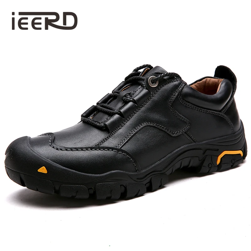

IEERD 100% Genuine Leather Shoes Men Outdoor Casual Men Shoes Quality Winter Shoes With Fur Lace-Up Flats Man Footwear