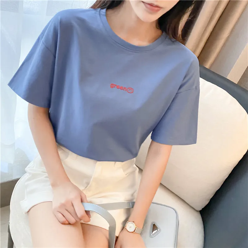 Зеленая футболка с надписью Smiley длинная Повседневная Женская одежда топы Модная