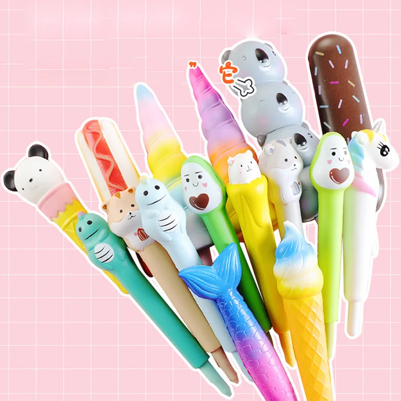

20 pcs/lot Unicorn Mermaid Hamster Avocado Gel Pen Cute Decompression Neutral Pen Promotional Gift Stationery school Supplies