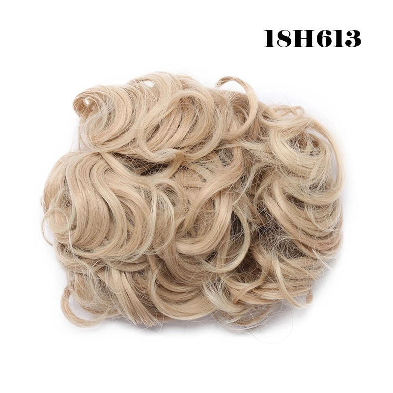 S-noilite вьющиеся шиньон Updo волосы булочка два пластиковых расчески клип в шиньон Наращивание волос Синтетические шиньоны для женщин поддельные волосы - Цвет: 18H613