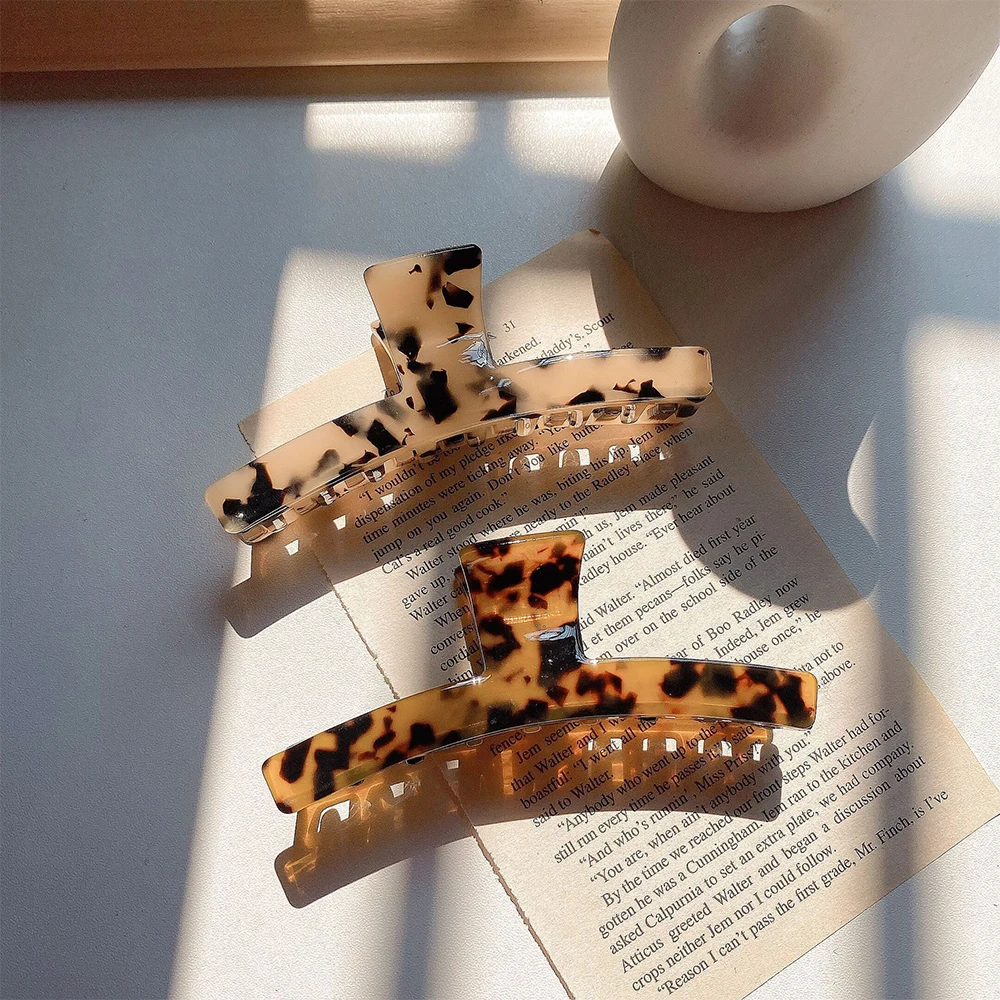 

Модная заколка для волос с леопардовым принтом, геометрический зажим для волос, захват для укладки волос, заколка для волос в виде акулы, акс...