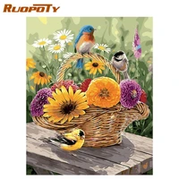 ruopoty frame flowers and birds diy painting by numbers picture by numbers landscape wall art acrylic paint for home decor art