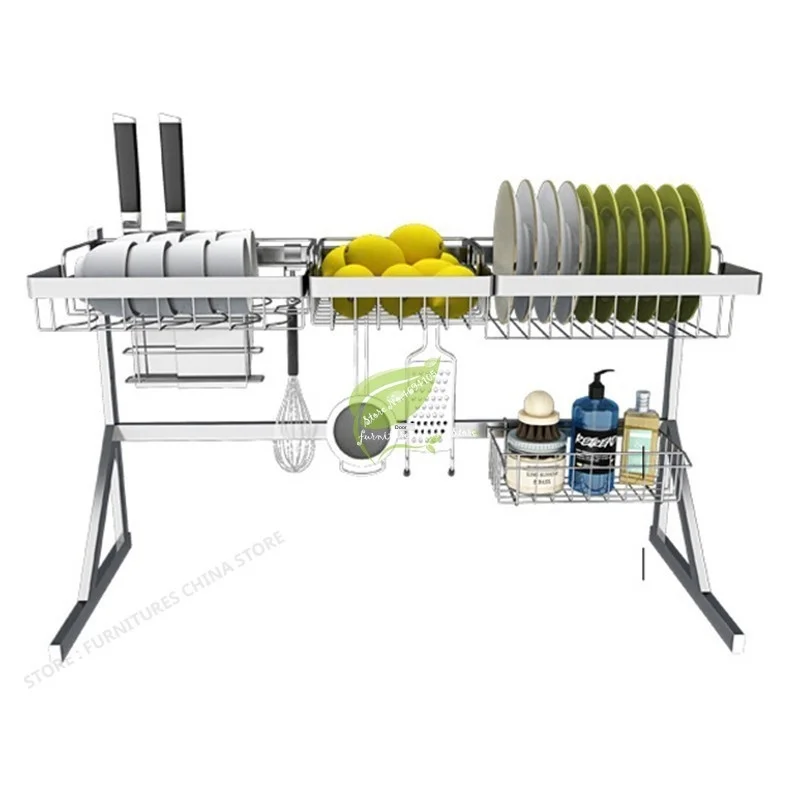 

High Capacity Support Rack Kitchen Organizer Shelf Sink Sponge Holder Stainless Steel Sink Rack Pan Organizer Dish Rack Drainer