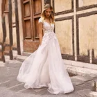 Женское свадебное платье с V-образным вырезом, открытой спиной