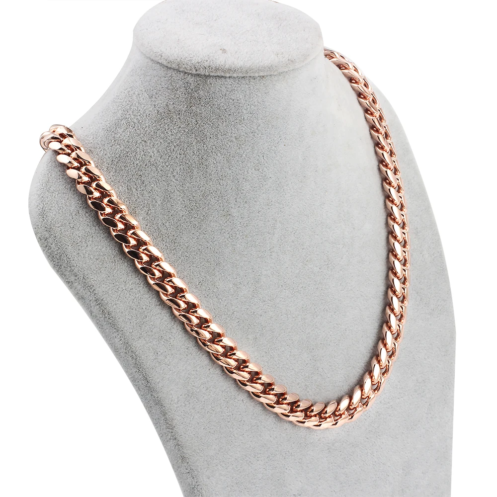 Men's Curb Cuban Necklace Chain Rose gold Stainless Steel Necklaces Accesories for Men women Punk Fashion Jewelry customizable