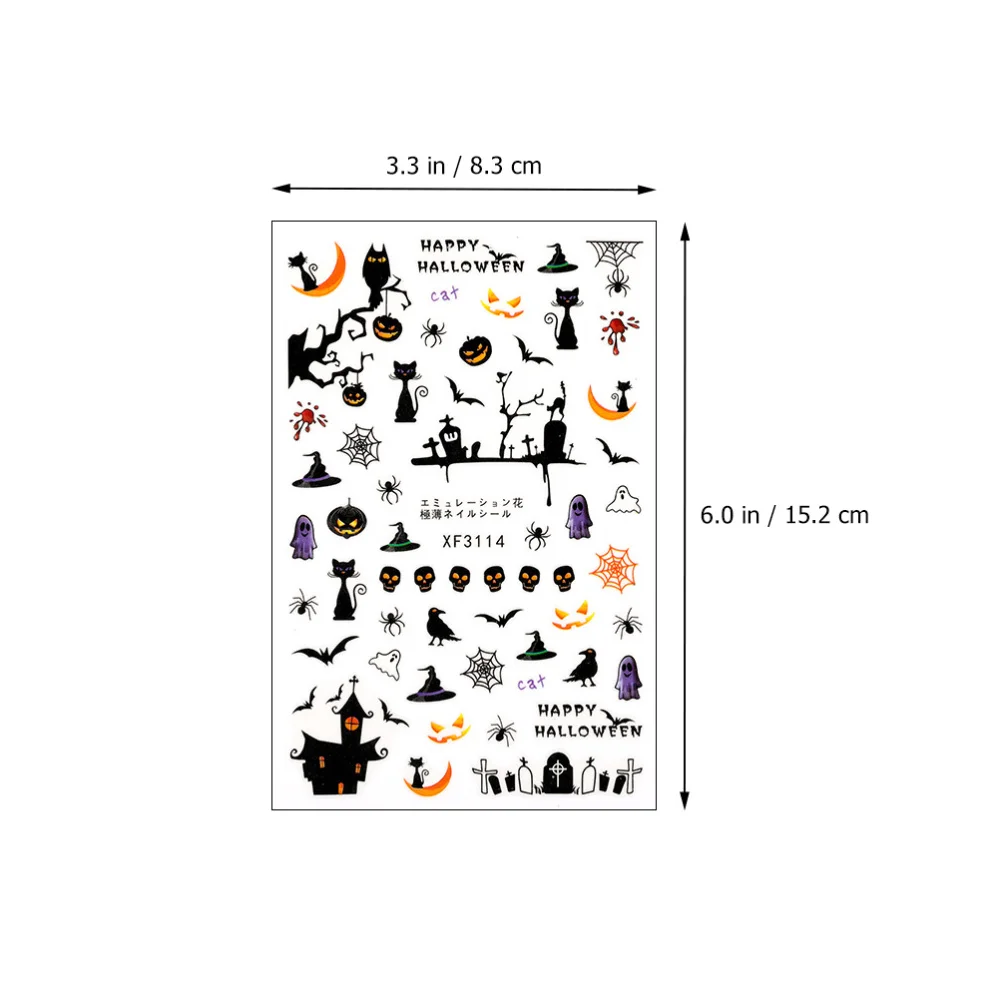 

12 Sheets Theme Nail Art Stickers Pumpkin Ghost Nail Sticker Decor