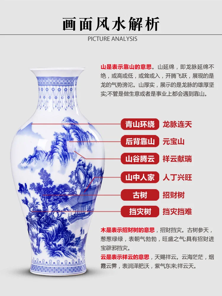 

Ceramic Vase Antique Blue and White Porcelain Flower Container New Chinese Style Home Living Room Decorations Ornaments