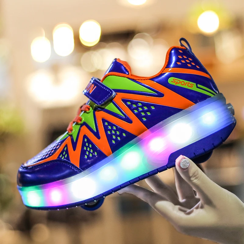 

Two Wheels Luminous Sneakers Blue Pink Led Light Roller Skate Shoes Children Kids Led Shoes Boys Girls Shoes Light Up Unisex