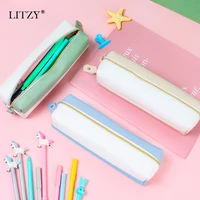 litzy double zipper pencil case pu pencil pouch for student pencil bags cute creative stationery school supplies back to school