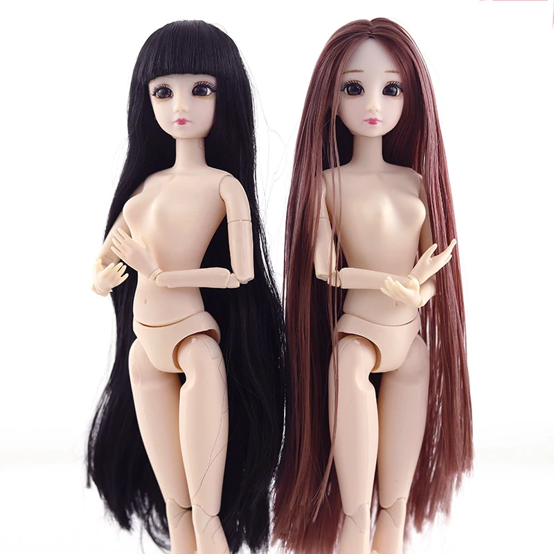 

2021 30cm BJD Doll Toys for Girls 1/6 Dolls Body Make-up 3D Eyes 20 Movable Joint Long Wig Hair DIY Toy for Girls