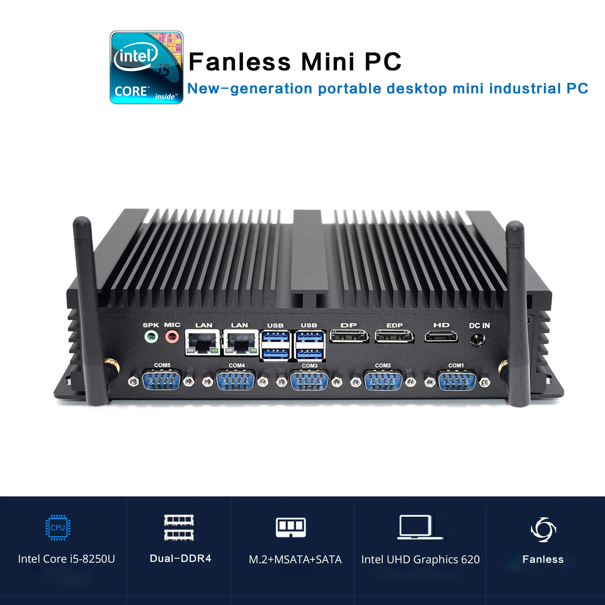 Мини ПК 8th поколения Intel Core I5 8250U Windows 7/8/10 Linux Поддержка 4K HD безвентиляторный