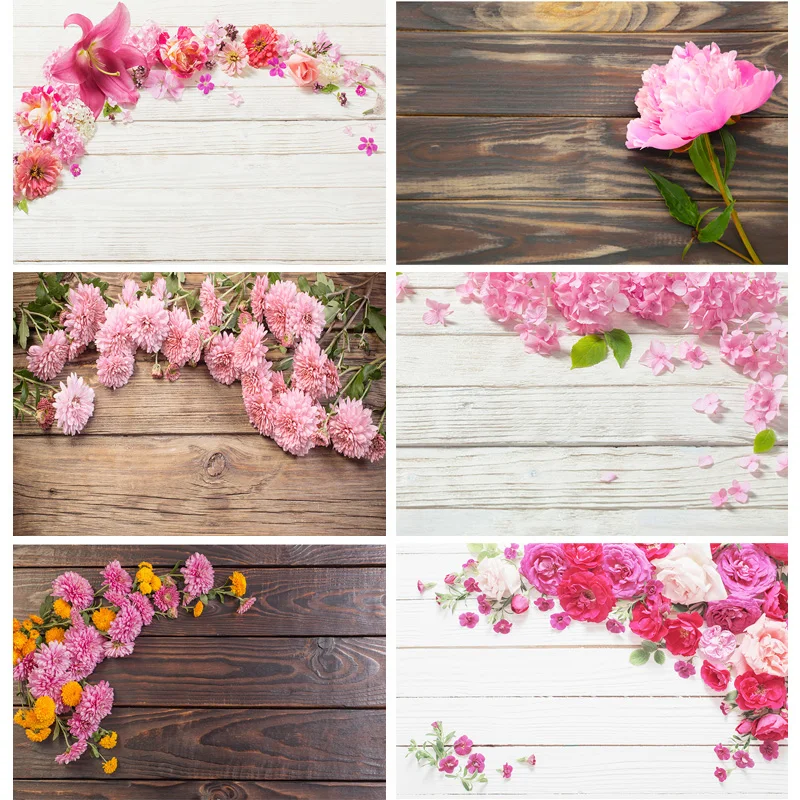 

Vinyl Custom Photography Backdrops Props Flower Wood Planks Photo Studio Background 2183 KLZ-14