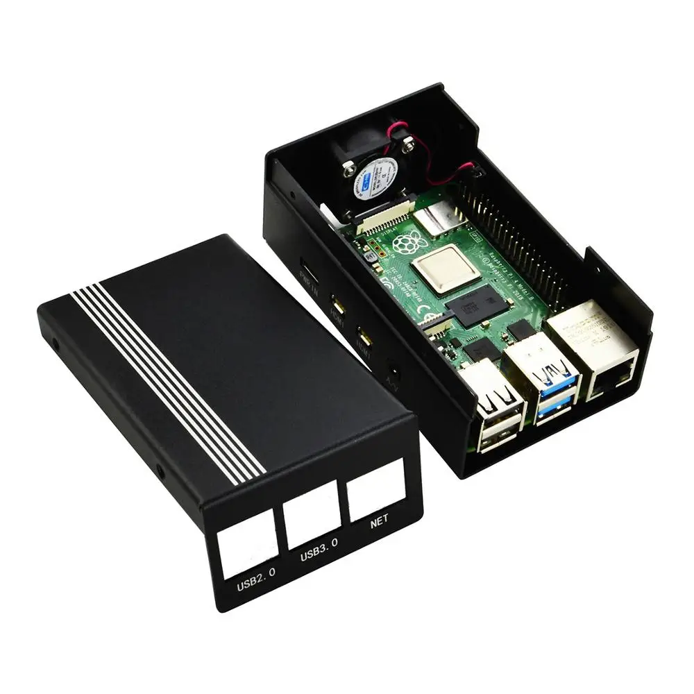 Raspberry Pi 4 Модель B металлический корпус с охлаждающим вентилятором черный |