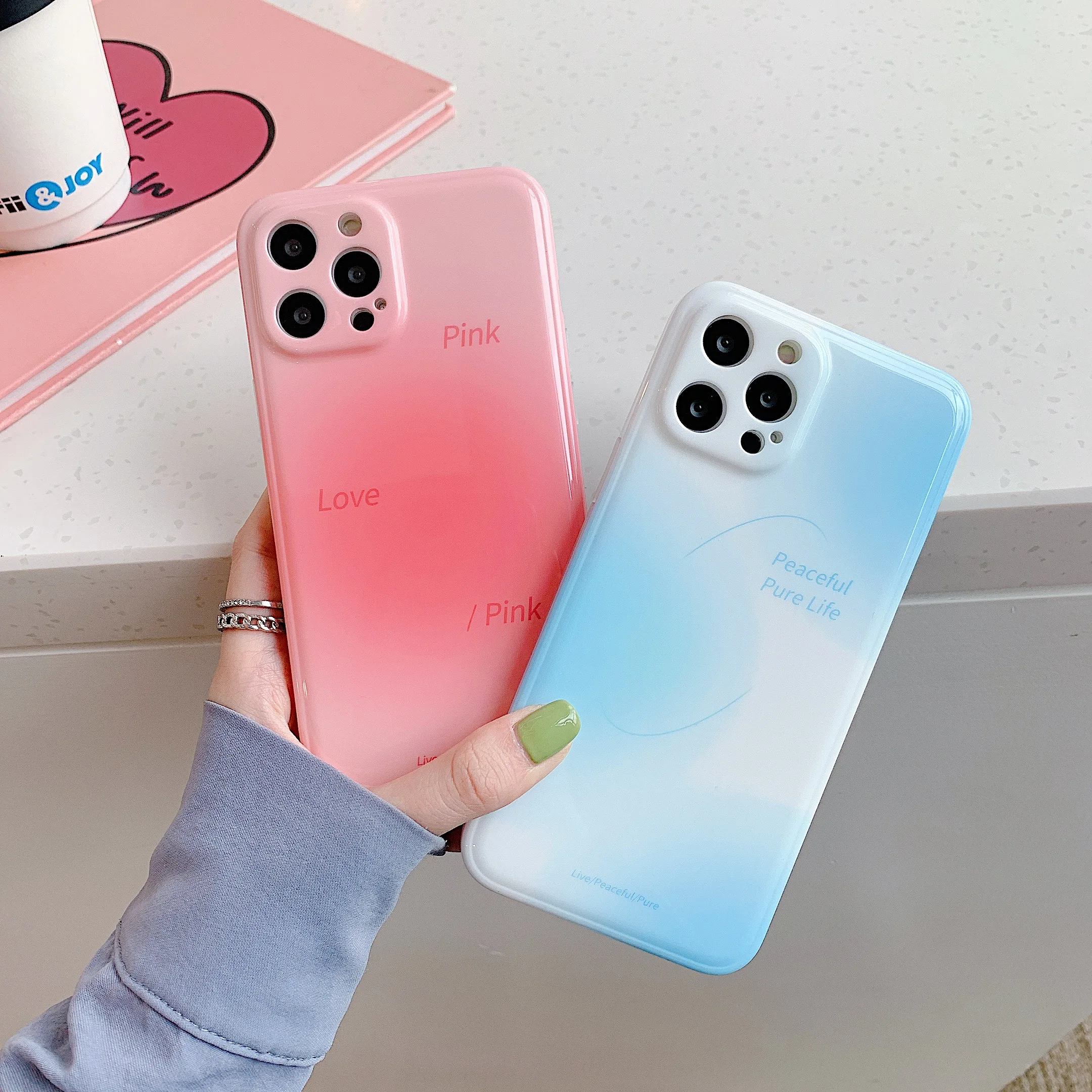 

Color Blooming Glossy Phone Case For iPhone 12 11 Pro Max Mini XS XR XS X 8 7 Plus Striped Right Angle Rubik's Cube Cover Fundas