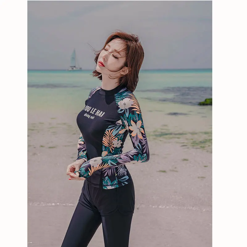 Женский комплект из 3 предметов: рубашка для плавания с длинным рукавом и