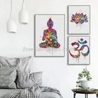 Йога Современный абстрактный Будда символ Лотос цветок буддизм настенное Искусство Холст Живопись постеры и принты Гостиная Декор (без рамки)