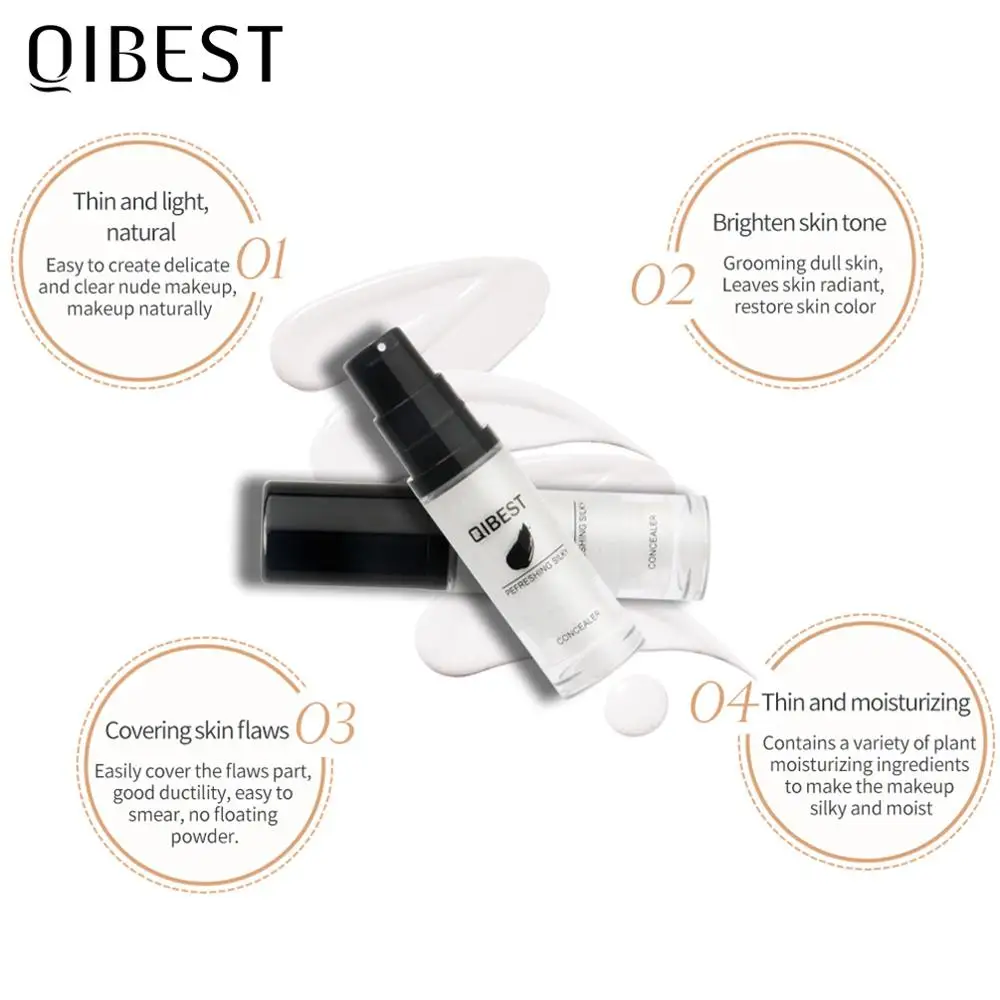 

QIBEST Colors Changing Foundation Moisturizer Face Base 15ml Long Lasting High Coverage Concealer Cream Makeup Cosmesitcs TSLM1
