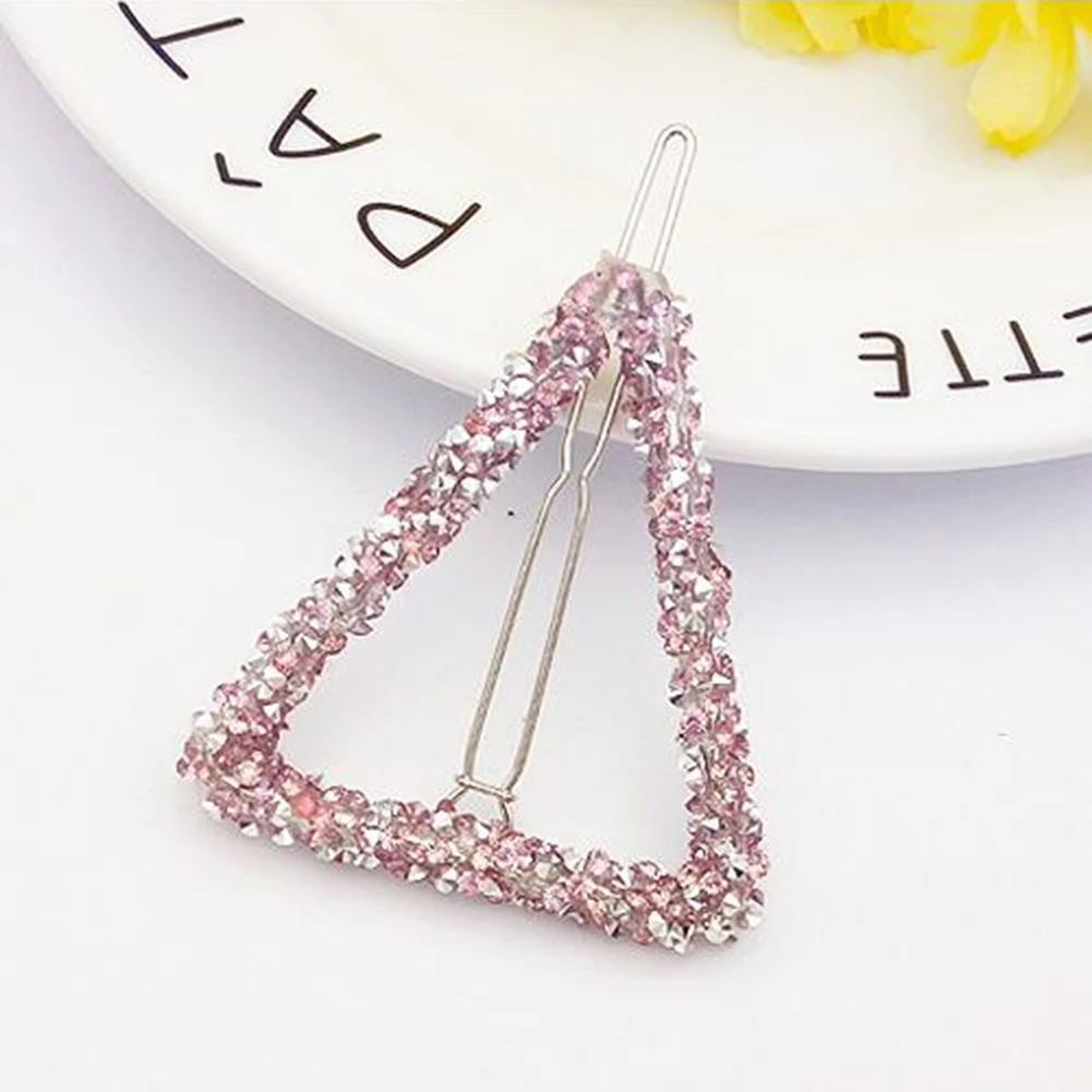 triangle pink 1 шт. Модный с кристаллами, со стразами шпилька Звезда Треугольник круглой формы женские заколки для волос аксессуары для укладки - Цвет: triangle pink
